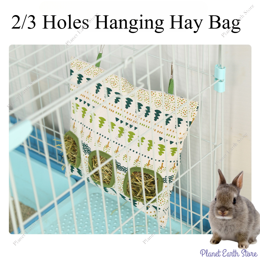2/3 Gaten Opknoping Hooizak voor Bunny Cavia Kleine Dieren Feeder Konijn Voedsel Dispensers Tas Huisdier Voeden Tas Rack Kooi Gereedschap