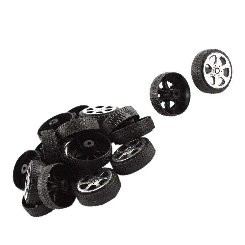 Plastrulle 2mm dia aksel bil lastbil model legetøj hjul 20 mmx 6mm 20 stk