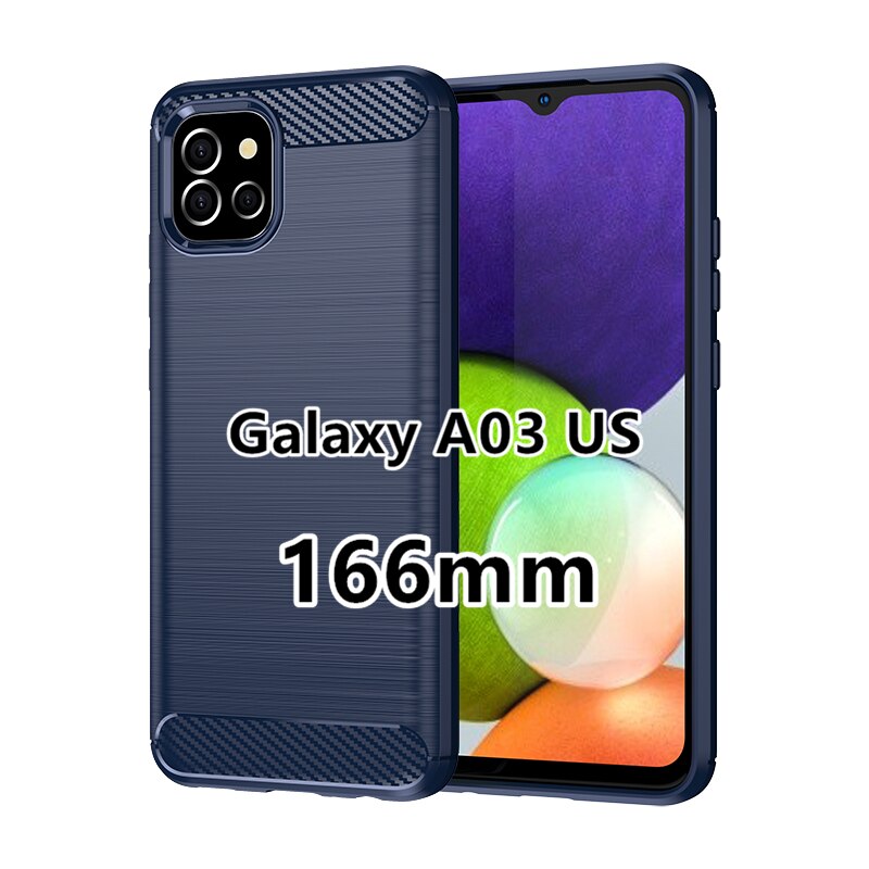 Voor Samsung Galaxy A03 Case Carbon Fiber Schokbestendig Siliconen Bumper Case Voor Samsung Galaxy A03 Cover Voor Samsung Galaxy A03: A03 US-Blue