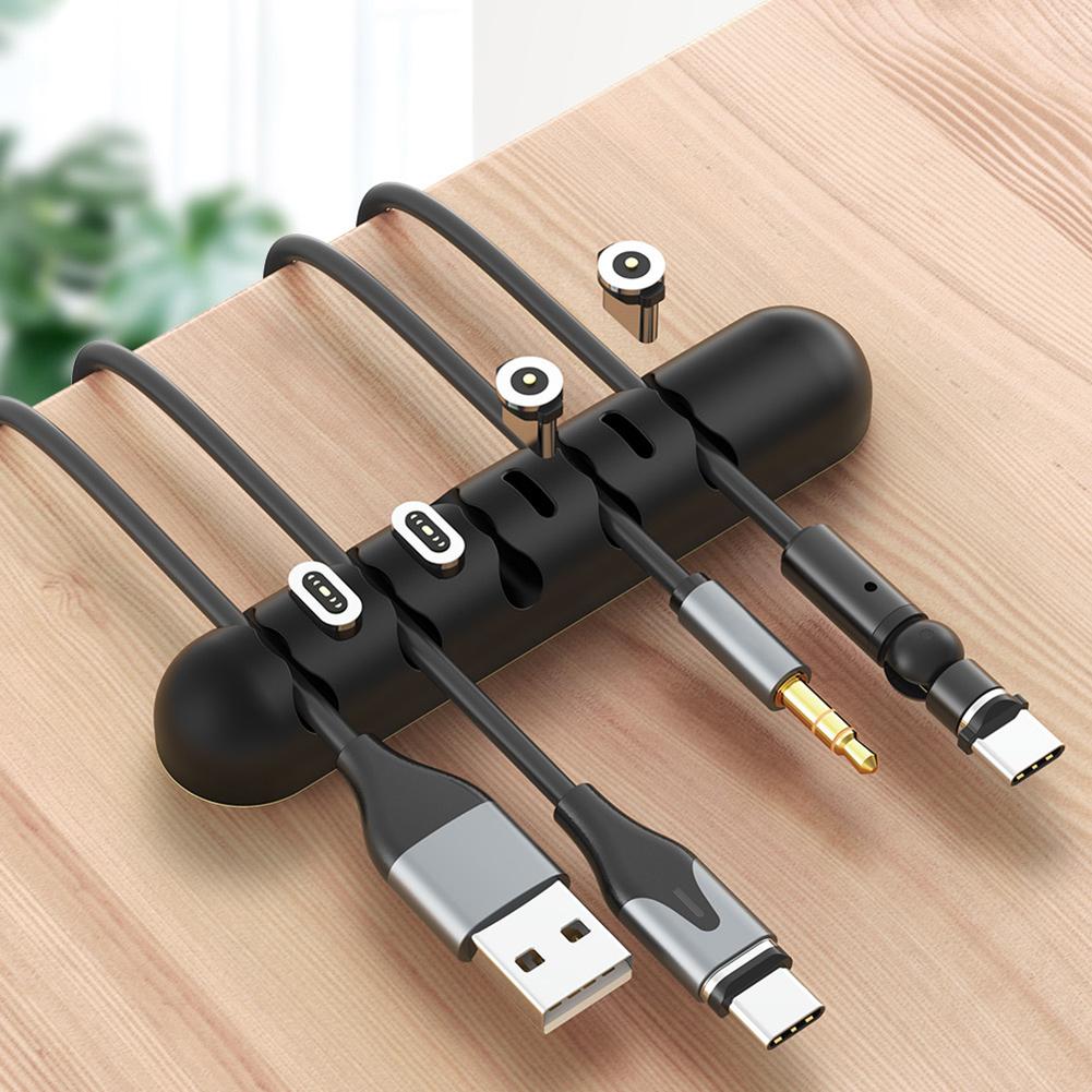 Soft Silicone Magnetic Cable Organizer USB Data Line Storage Holder Organizer Desk Cable Storage Rack Cable Management Holder