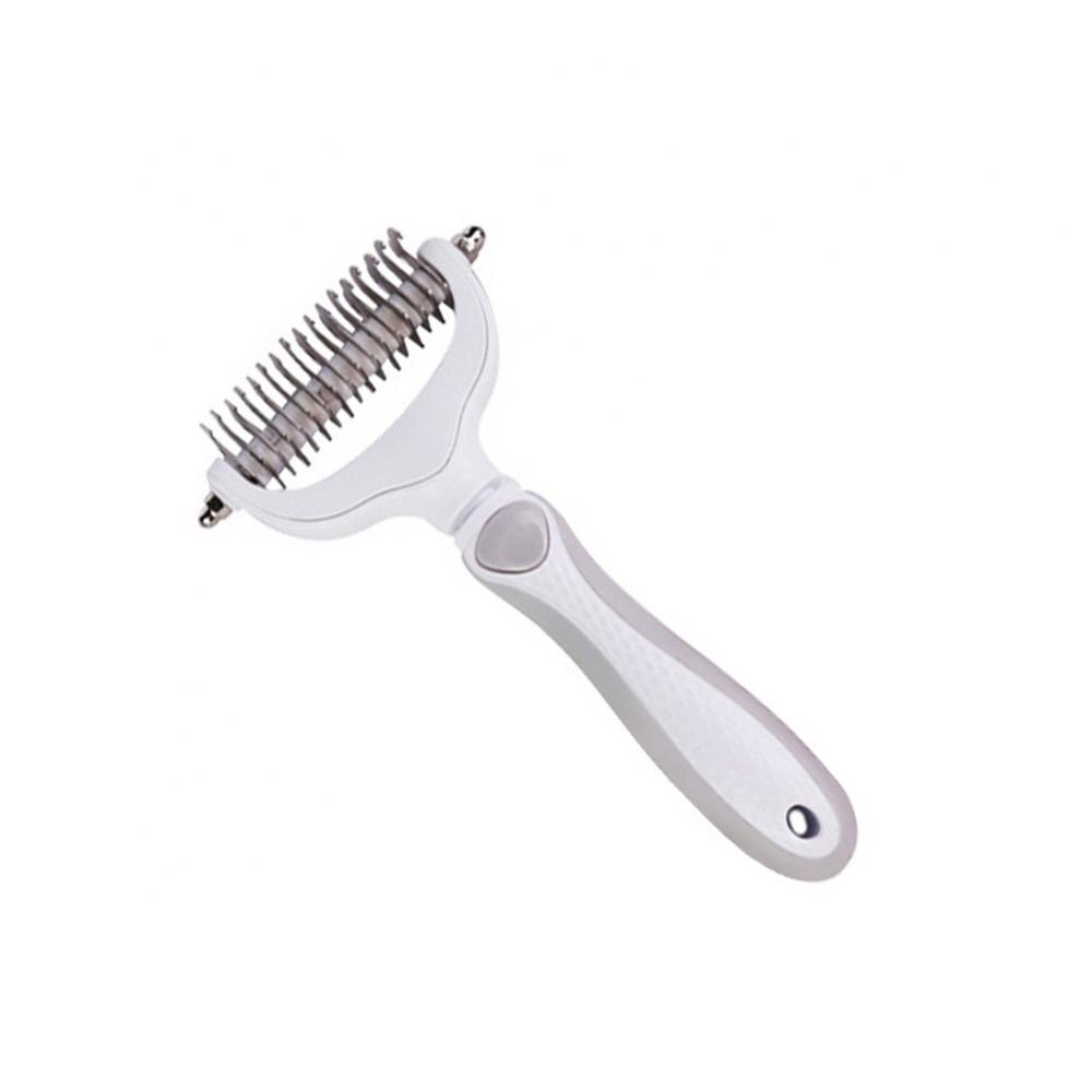 Rake Comb Hair Removal Grooming Tool Comb Cat Dog Hair Fur Knot Brush Double-sided Pet Shedding Pet For Dogs Cats: Grey