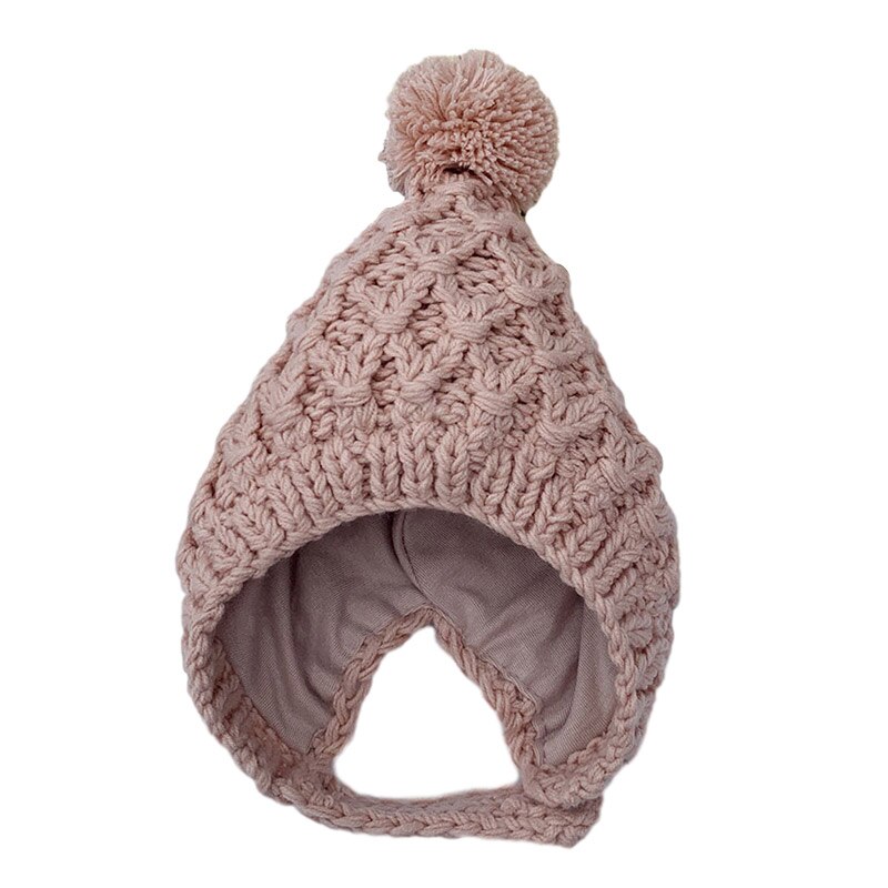 hiver bébé fille chapeau Pom Pom tricot épais enfants chapeau bébé garçon casquette Elf enfant en bas âge chapeaux 1PC: Light pink