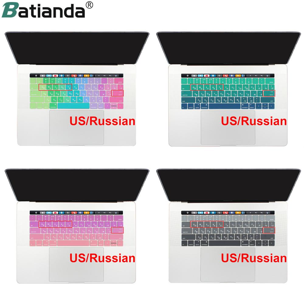 Russische Layout Toetsenbord Cover Skin voor MacBook Pro 13 "15" met Touch Bar voor Pro A1706 A1707-ONS Voer