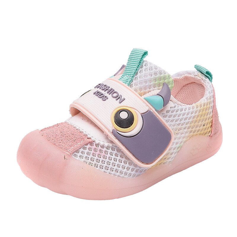 COZULMA-Sandalias de fondo suave para bebé, zapatos de malla transpirable con degradado de dibujos animados, de 0 a 3 años,: Rosa / 17 (inside 12 cm)