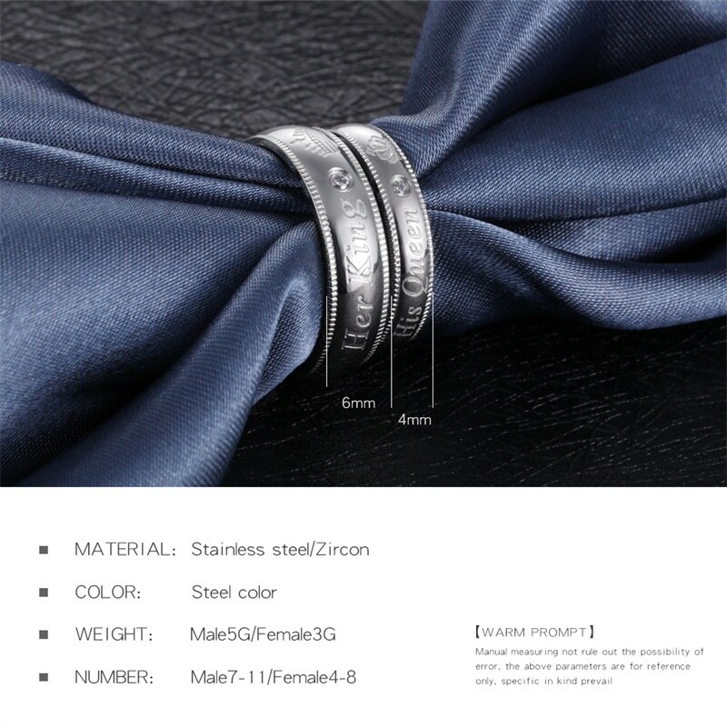 AZIZ BEKKAOUI DIY Engrave Name King & Queen Couple Rings Crown Silver Color Stainless Steel Rings Wedding Jewelry