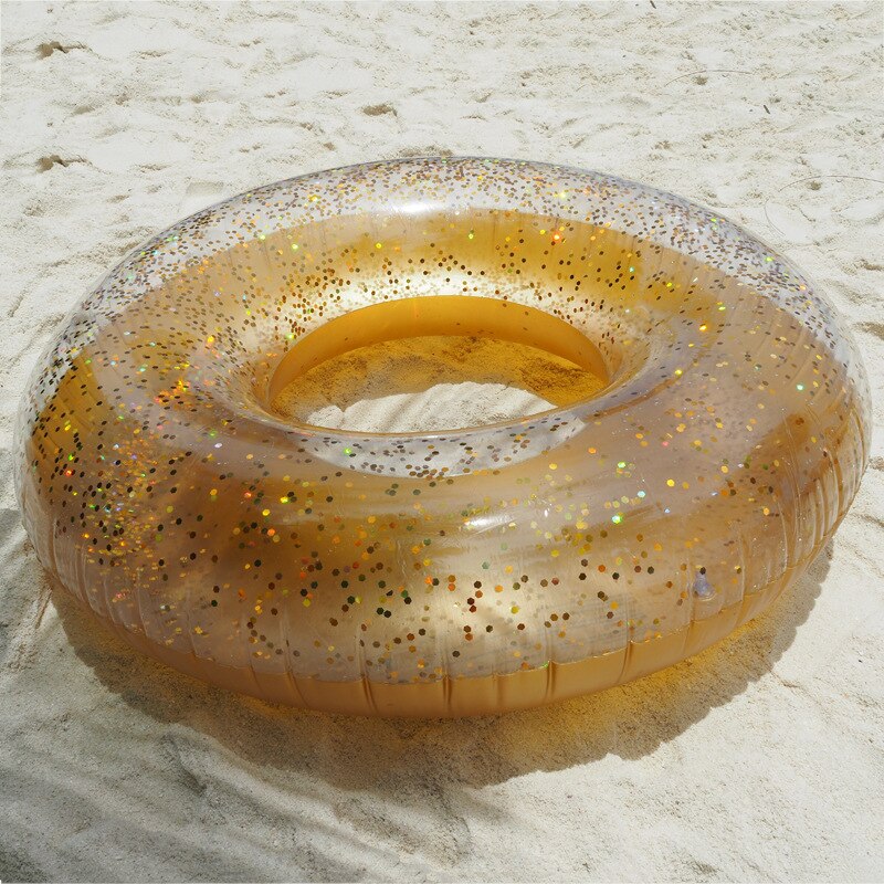 Flotador gigante para niños y adultos, anillo de natación de 60/70/80/90cm/120cm con purpurina colorida, tubo de piscina inflable, juguetes de diversión con agua