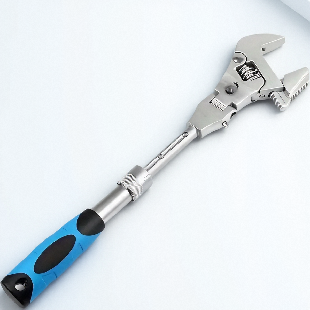Llave de trinquete ajustable 5 en 1, herramienta de acero inoxidable con cabezal giratorio para fontaneros mecánicos, herramienta manual extensible resistente a la oxidación DIY: Default Title