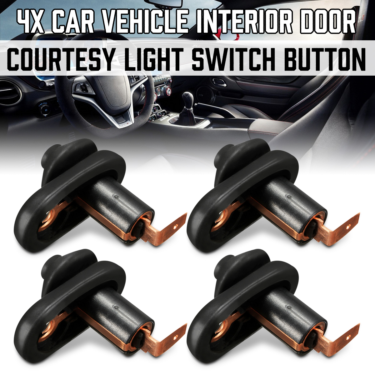 Universal Car Interior Door Light Lamp Switch Black Vehicle Button Door Light Switch Part Auto Inter Switch Accessories