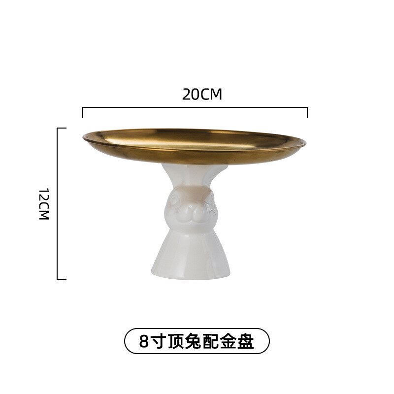 Ceramic rabbit Plate Chinaware Ceramic bunny dish dinner plates cake stand tableware porcelain tray Rabbit plate Easter: 8-inch top Rabbit
