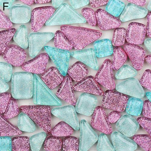 500Stck Unregelmäßige Mischte Farbe funkeln Mosaik Steine DIY Handgemachte Handwerk Wohnkultur: F