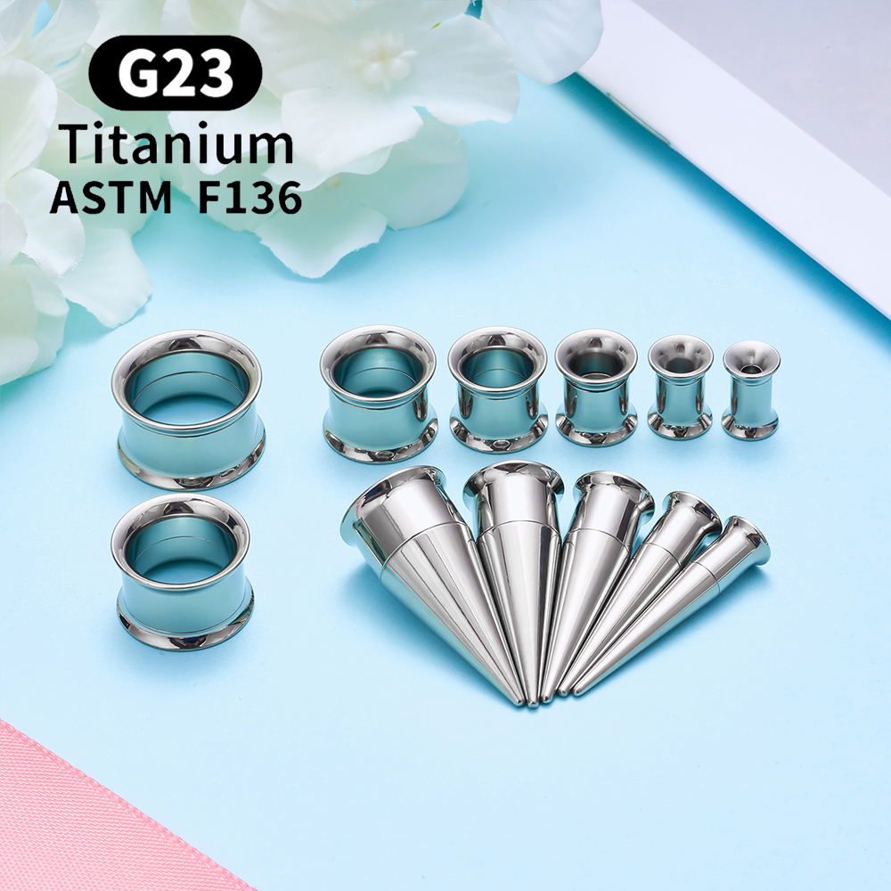 Tornillo de titanio G23, ajuste doble acampanado, oreja, túnel para carne, pendiente, expansor, ensanchador, Piercing, joyería corporal, medidores de oreja