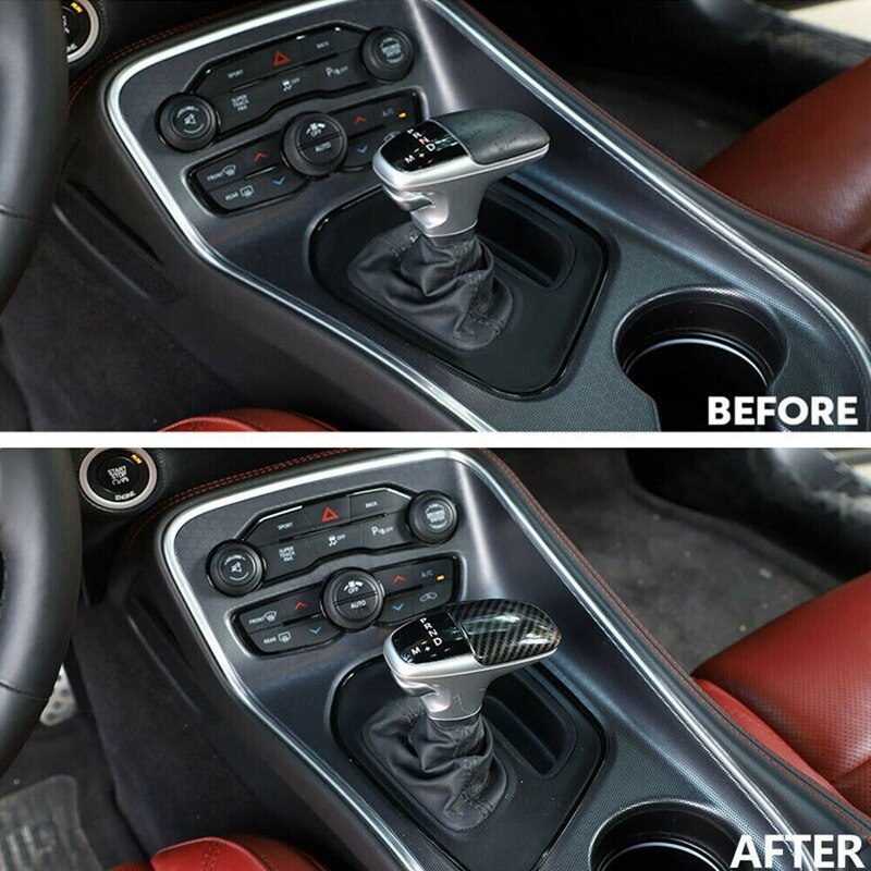 for Dodge Challenger Charger Gear Shift Knob Carbon Fiber Look Cover Head Trim Kit