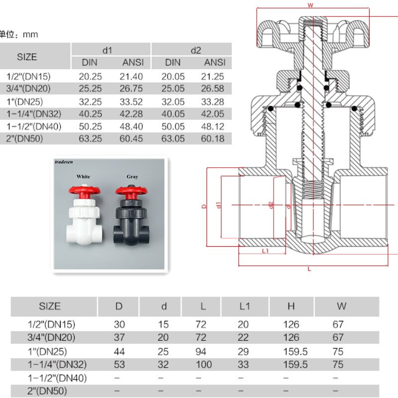 1pc 20~63mm PVC Gate Valve Precision Flow Control Sluice Switch Home Garden Irrigation Aquarium Fish Tank DIY UPVC Pipe Fittings