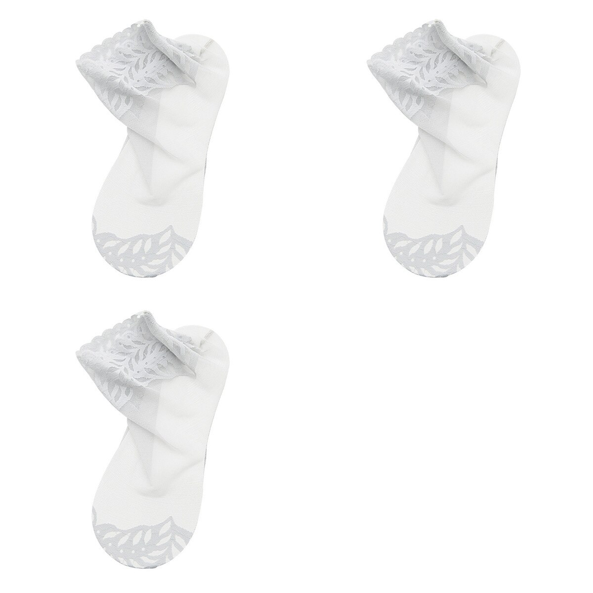 Calcetines de encaje transparentes para mujer, medias antideslizantes de malla de Color sólido, invisibles, para verano, 3 pares, 2022: 3 pairs gray