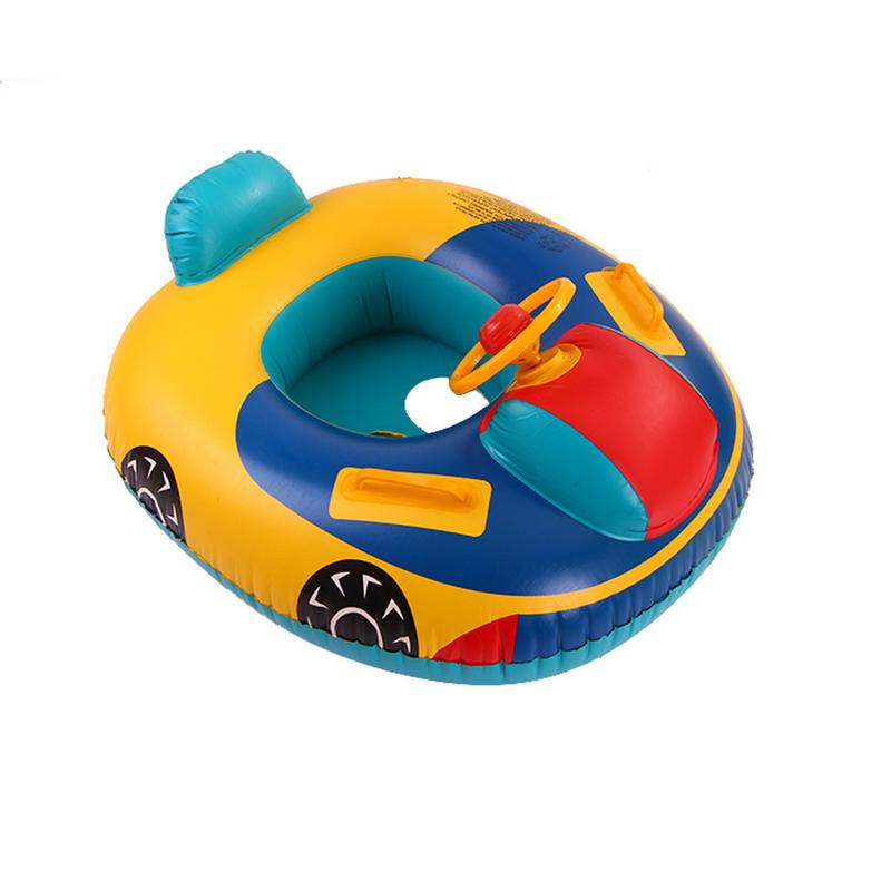 Dessin animé anneau de natation enfant bébé pliable gonfler siège Direction bateau avec volant klaxon inoffensif PVC plastique voiture bateau