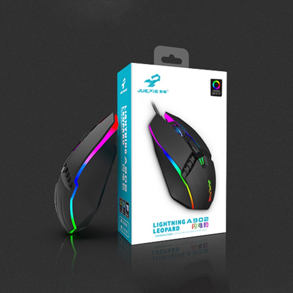 A902 Gaming Mouse RGB Backlit USB Wired Optical Mice Office Caring Computer Supplies for Desktop Laptop Computer