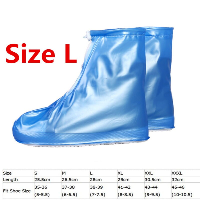 Heels Height Fishing Waders Boots Cover Rain Waterproof Flat Ankle Boots Cover Thicker Non-slip Platform Rain Boots: Blue-L