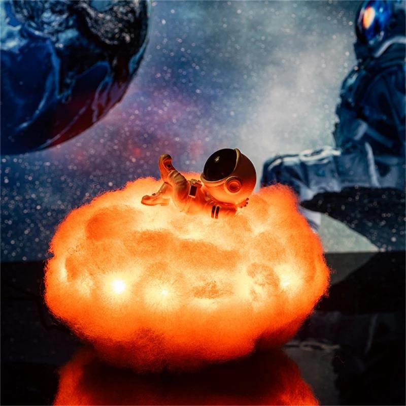 Astronaut Wolken Nachtlampje Ruimte Astronaut Led Lamp Nachtlampje 3D Regenboog Effect Kleurrijke Wolken Licht Met Afstandsbediening