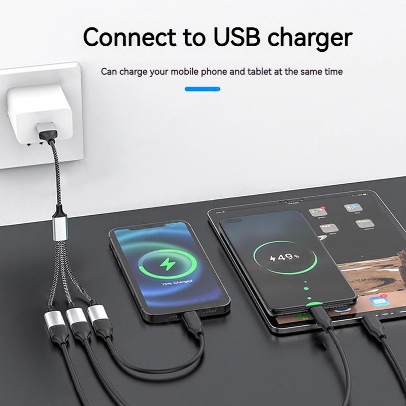 Câble séparateur OTG USB 4 ports Type C mâle vers 3 rallonge USB 2.0 femelle, adaptateur divisé d'alimentation de données Hub Port USB pour ordinateur portable