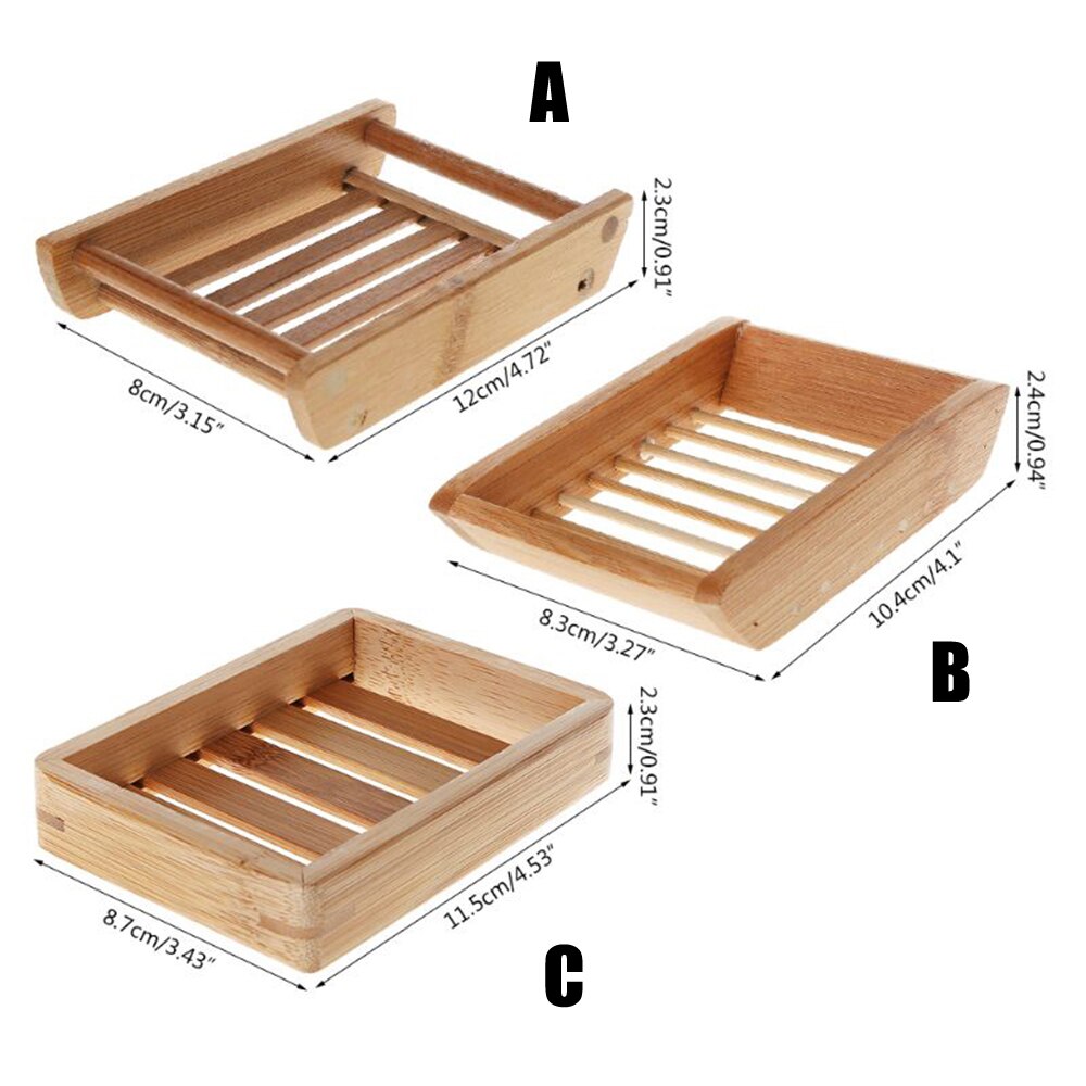 Portable Bamboo Soap Dish Bamboo Bathroom Shower Manual Drain Soap Tray Wooden Soap Tray Holder Plate jabonera ducha