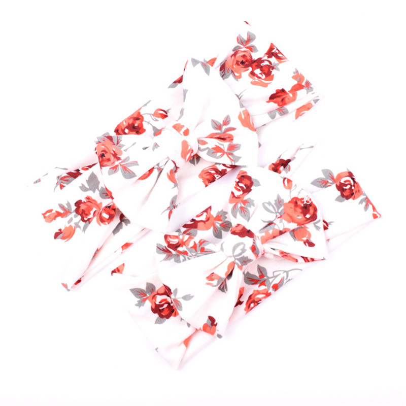 Bunvel Mama und Mich Kleidung 2PCS Floral Turban Verknotet Neugeborenen Baby Mädchen Haar Zubehör für Mutter Tochter Stirnband