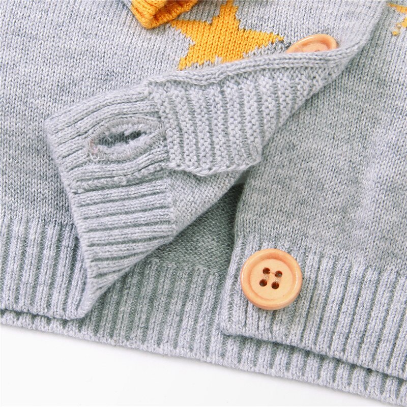 0-18M Baby Rainbow Cloud Star Knitted Sweater Winter Autumn Newborn O-Neck Long-Sleeve Button Cardigan Girl Boy Cartoon Outwear