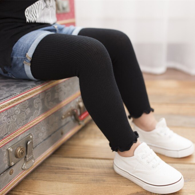 Baumwolle Baby strumpfhosen freundlicher Hosen Jungen mädchen streifen gestrickte Gamaschen freundlicher neuheit lässig Gamaschen: Schwarz / L 4-5Y