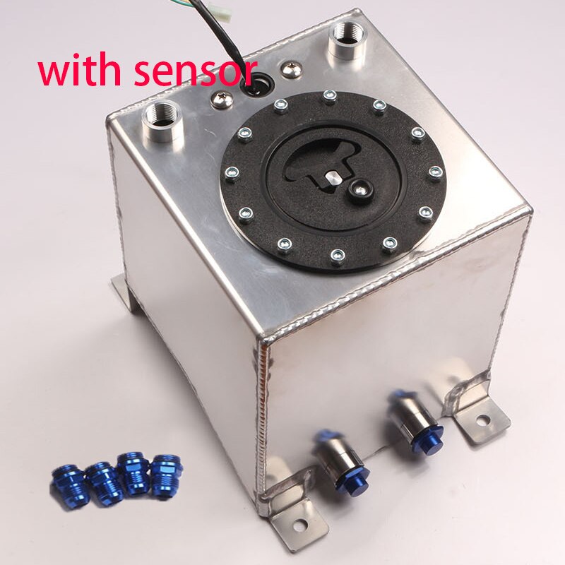 2.5 Gallon 10L Aluminium Fuel Surge tank mirror polish Fuel cell foam inside, with sensor/ Without Level Sender: silver with sensor