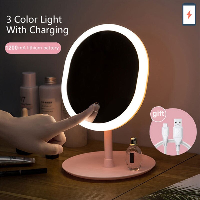 Makeup mirror with led mirrors 5 times magnifier standing mirror touch screen vanity mirror With lights desk cosmetic mirrors