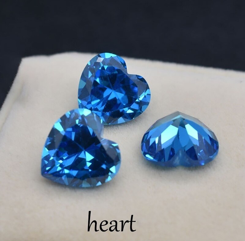 1PCS 8X8mm AAAAA Ceylon Blue Sapphire Gems 4.5ct Cushion Faceted Cut VVS Loose Gemstone Stone of Jewelri: heart-7MM
