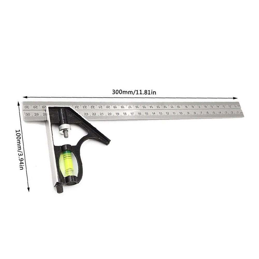 Multifunctional Square Ruler Set Kit 300mm (12") Adjustable Engineers Combination Right Angle Ruler with Spirit Level Scriber
