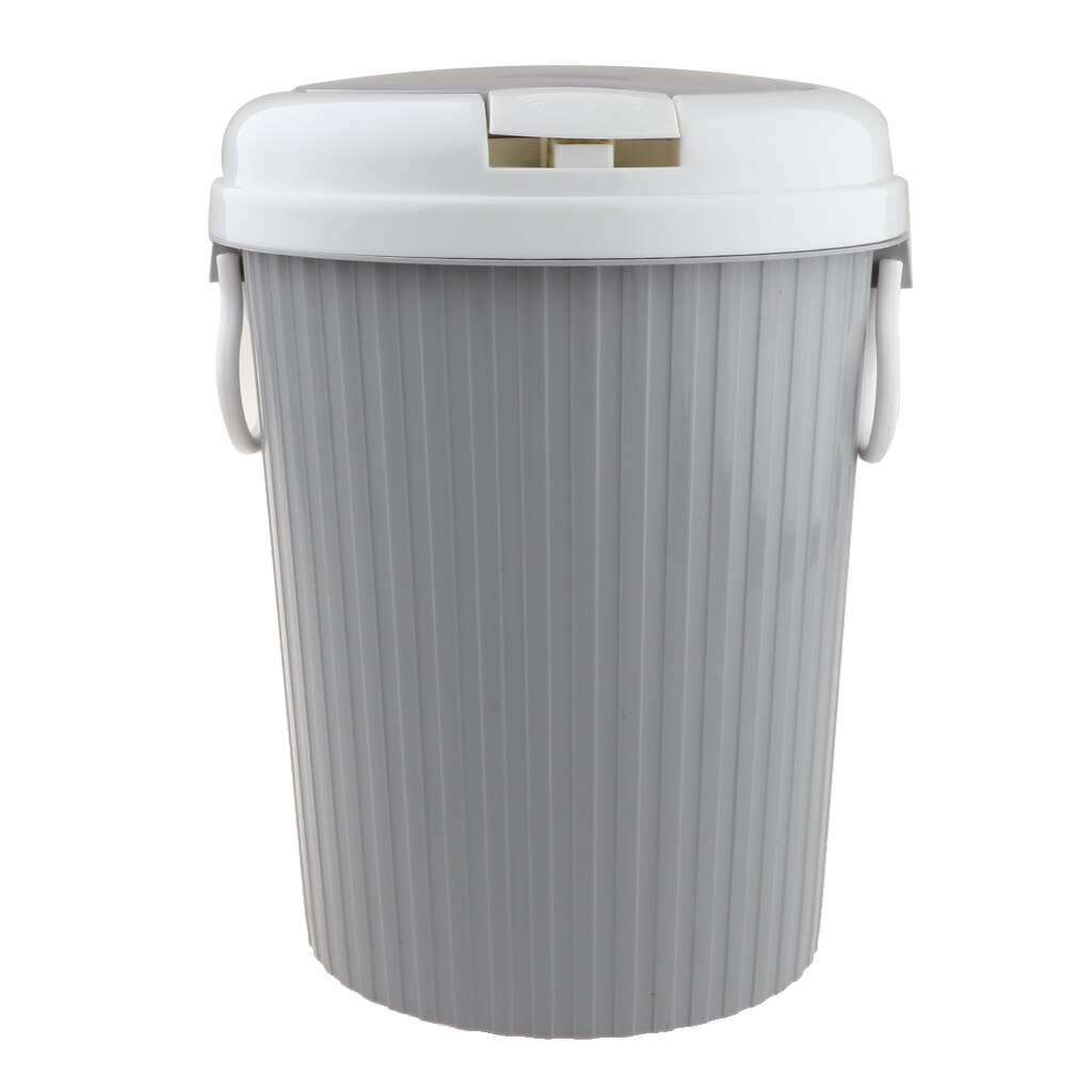 Plastic Touch Top Bin Trash Can Household Garbage Bin Wastebaskets: Grey S