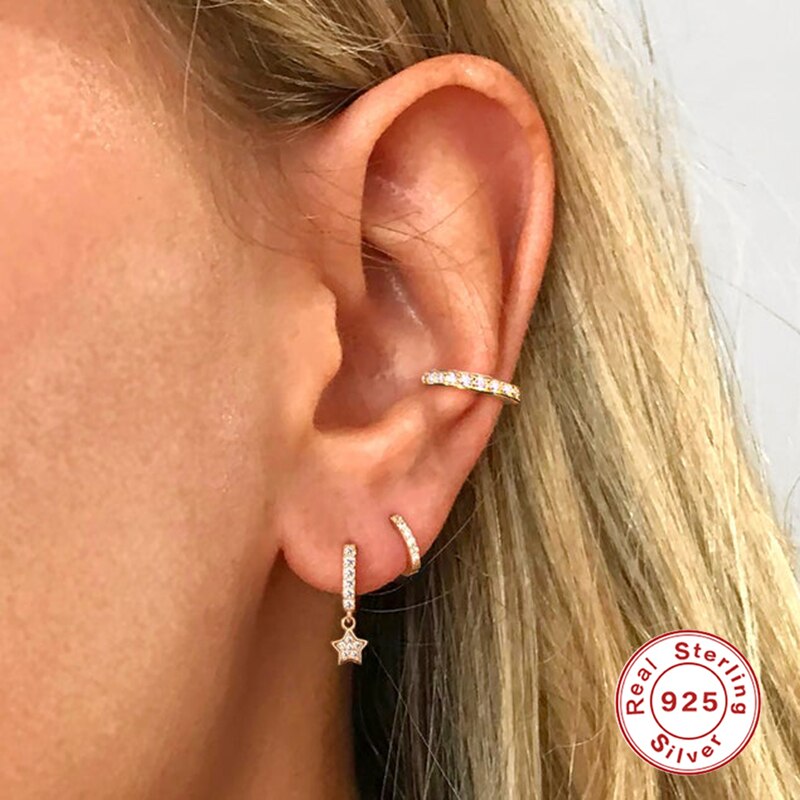 Roxi 925 Sterling Zilver Dames Oorbellen Kleurrijke Zirkoon Huggie Ear Piercing Hanger Hoop Oorbellen Sieraden Pendientes Plata 925