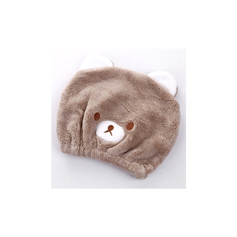 Children's dry hair cap Cute animal embroidery super absorbent dry hair cap Children's dry hair towel: brown