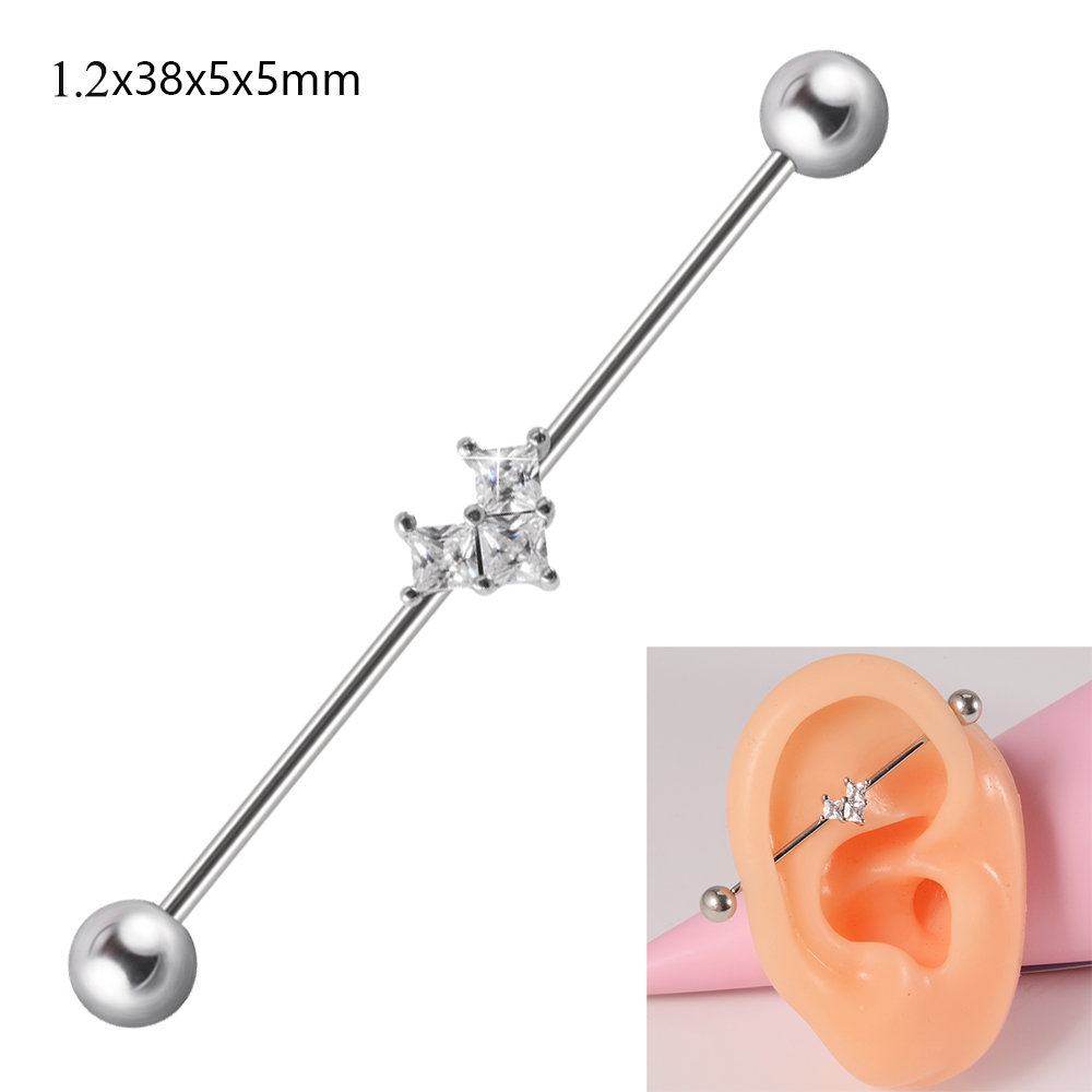 1 pieza de barra Industrial de circonio de acero quirúrgico, pendiente de puente Auricular largo de Animal bonito, joyería para Piercing corporal transversal para mujer: Color amarillo dorado claro