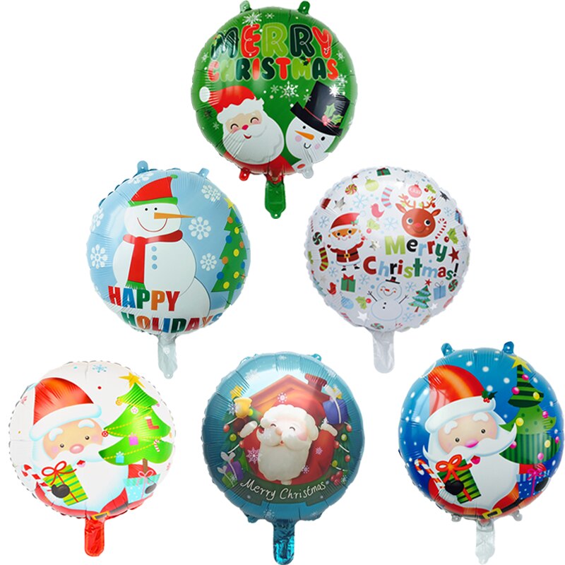 Julefest dekoration 18 tommer 5 stk runde aluminium film balloner glædelig jul børn som julemanden give