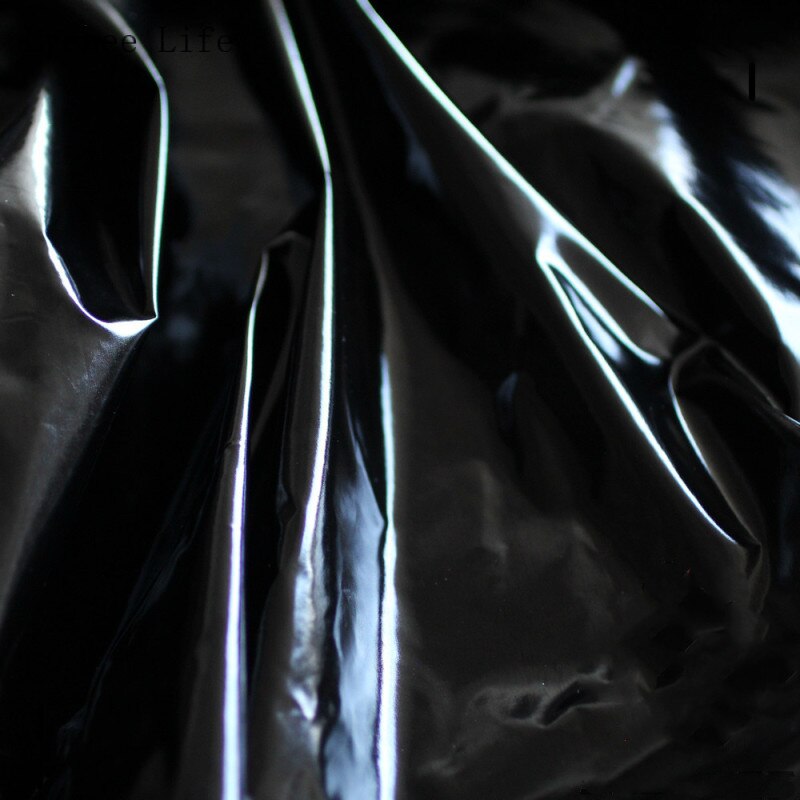 Lychee Life 100x150cm 20D Ultra-thin Nylon Bright Black Sewing Fabric Bright PU Waterproof Black Cloth Fabric Home Textiles