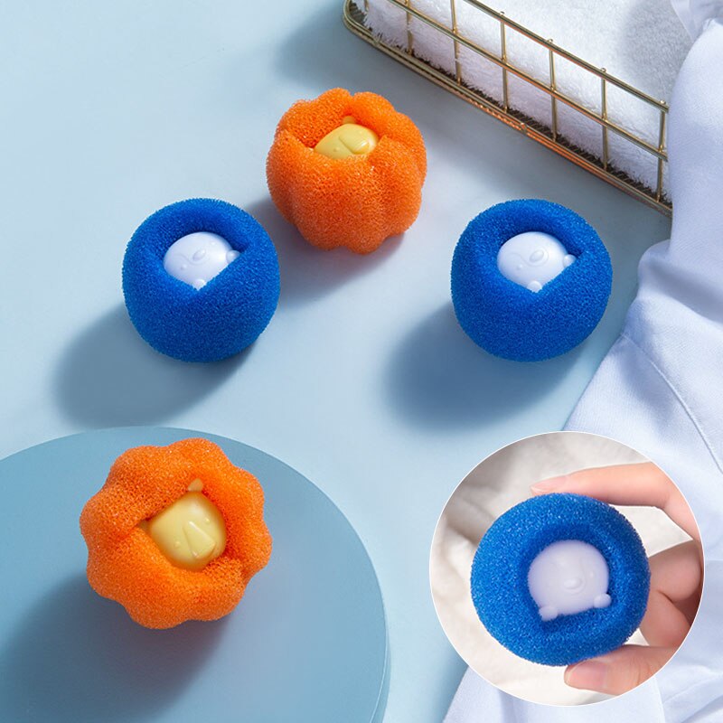3PCS Anti-Entanglement Laundry Ball Household Washing Machine Cleaning Ball Sponge Liquid Detergent Ball Bathroom Accessories