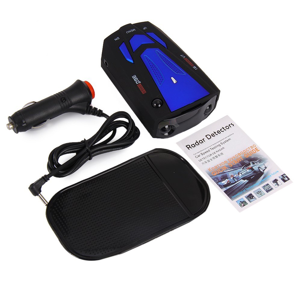 V7 Blauw/Rood Auto Radar Detector 360 Graden 16 Band Scannen LED Display Auto Detectoren Engels/Russisch Voice alert Waarschuwing