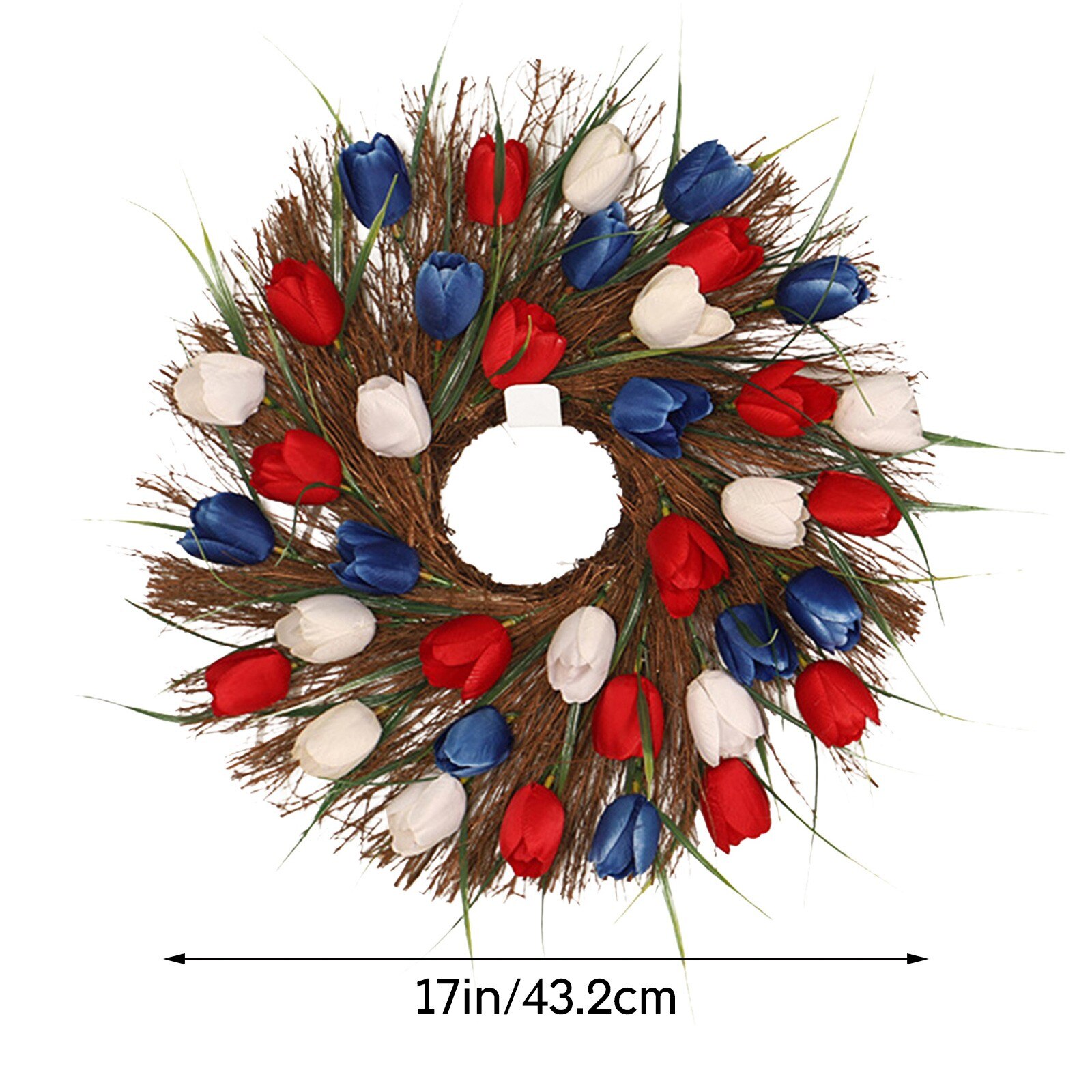 17 Inch Simulation Tulip Wreath Long Leaf Garland Wall Hanging Door Home Decoration Garland Wreaths Door Hanging Accessories