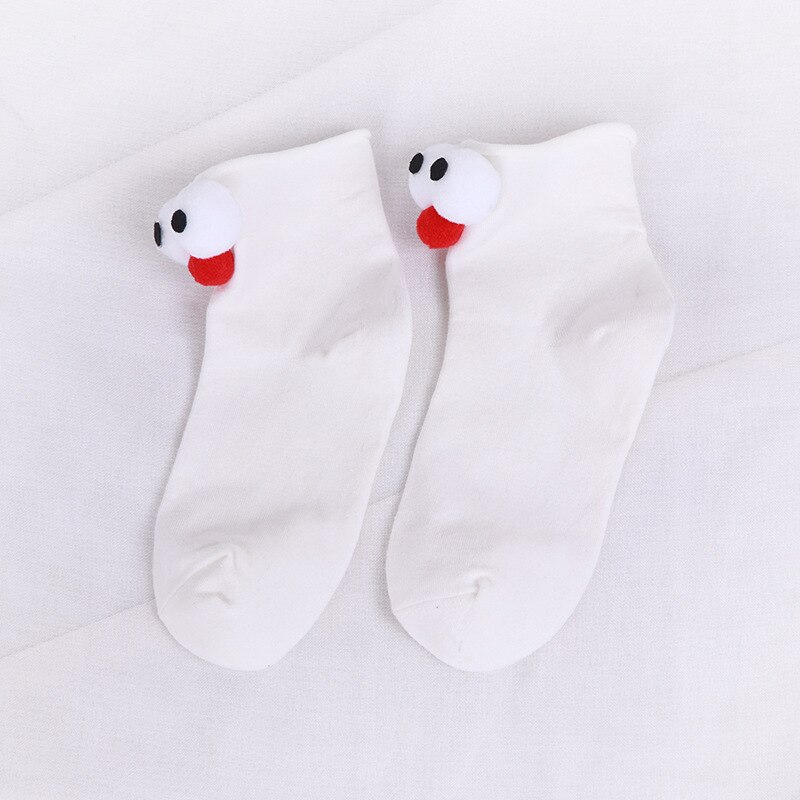 South Korean Girl Socks Style Big Eyes 13 Colors Cartoon Cotton Cute  Interesting Short Socks: Milk White