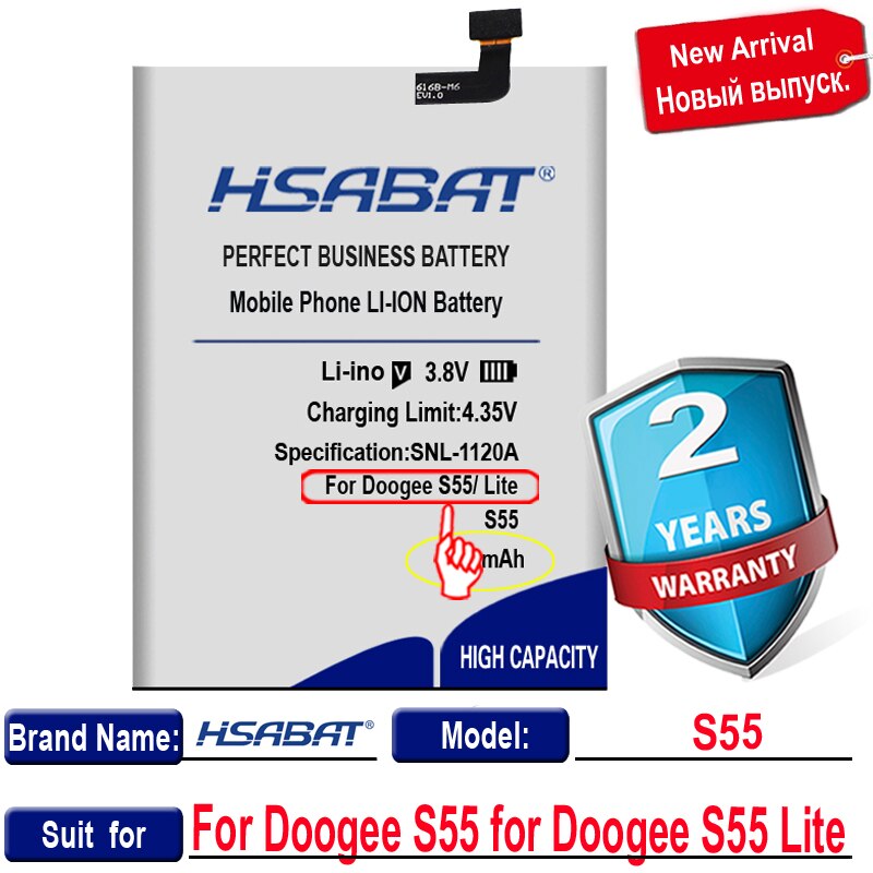 Batería HSABAT S55 6200mAh para Doogee S55 para baterías Doogee S55 Lite