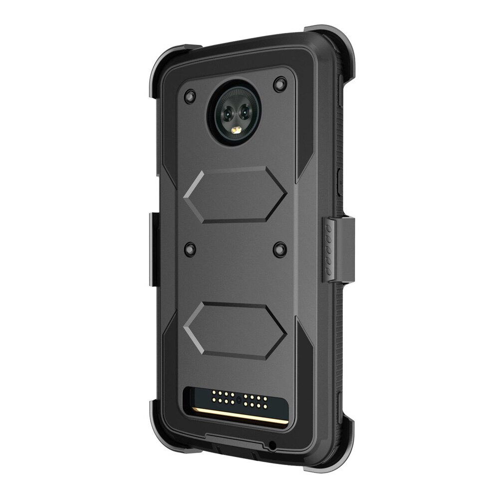 Heavy Duty Hybrid Armor Case Shockproof Impact Beschermende Riemclip Holster Kickstand Cover Voor Motorola Moto Z3/Moto Z3 spelen