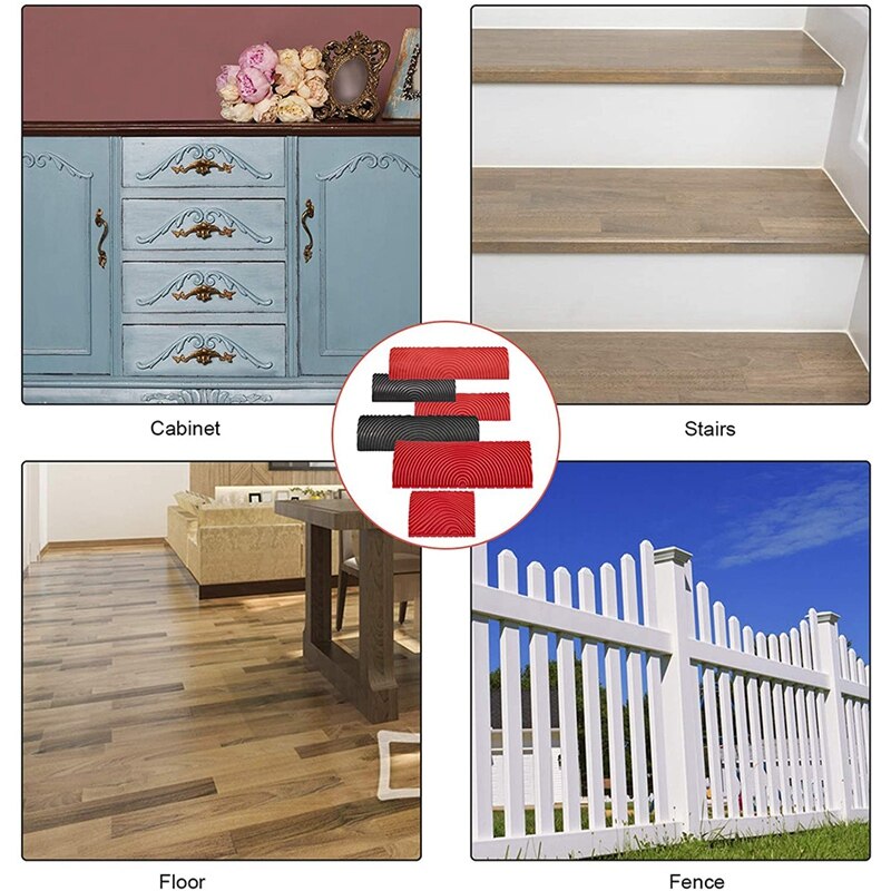 6Pcs DIY Rubber Wood Texture Graining Tool,Wood Pattern Painting Tool and Wood Grain Paint Tool for Wall Room Decoration