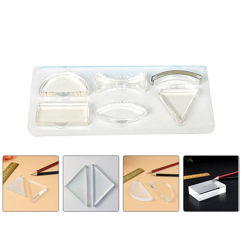 1 Set 6Pcs Optical Lens Kit Physics Teaching Optical Equipment (Transparent)