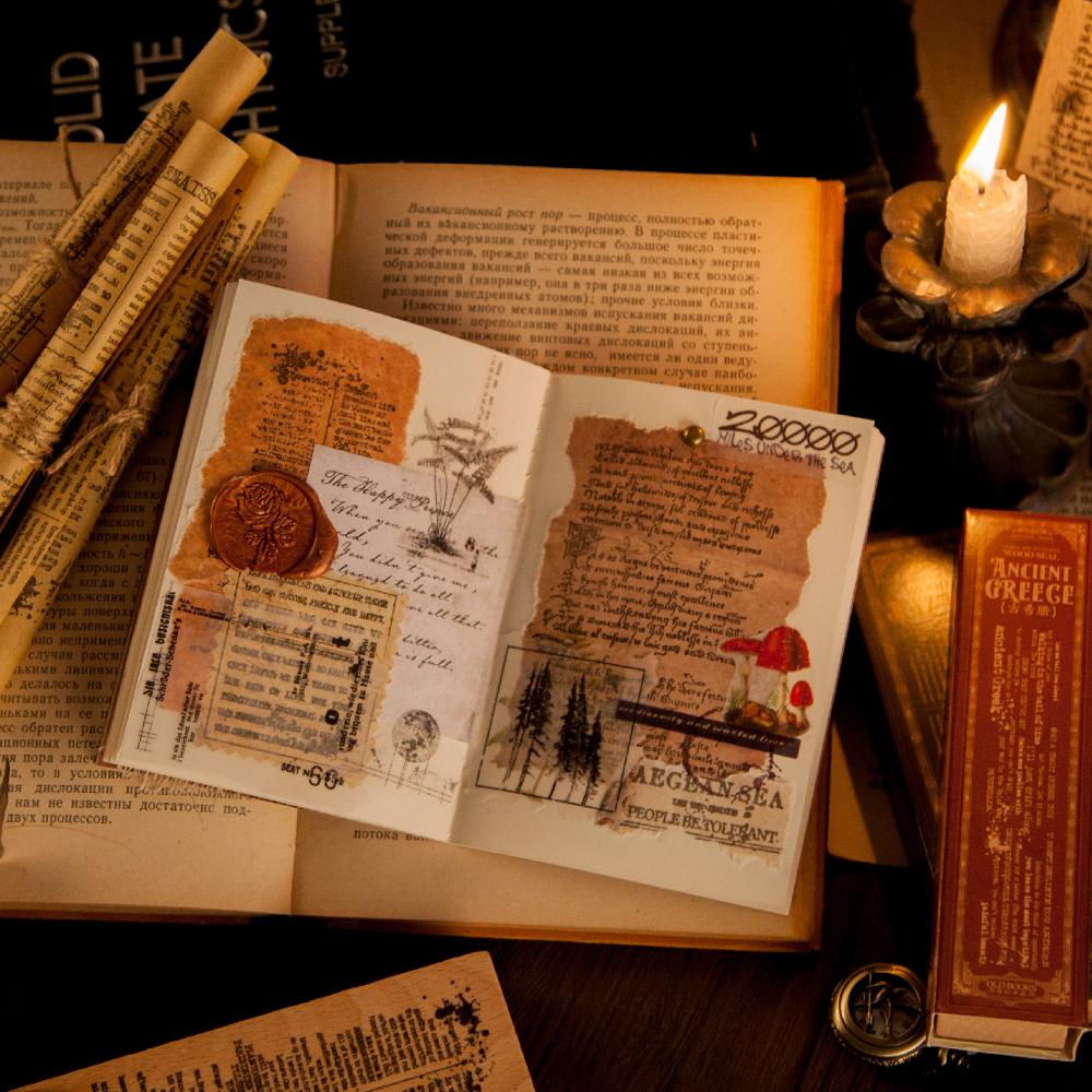 Retro gamle bøger serie woos sæl dekoration stempel træ gummistempler til scrapbooking papirvarer diy håndværk standardforsegling