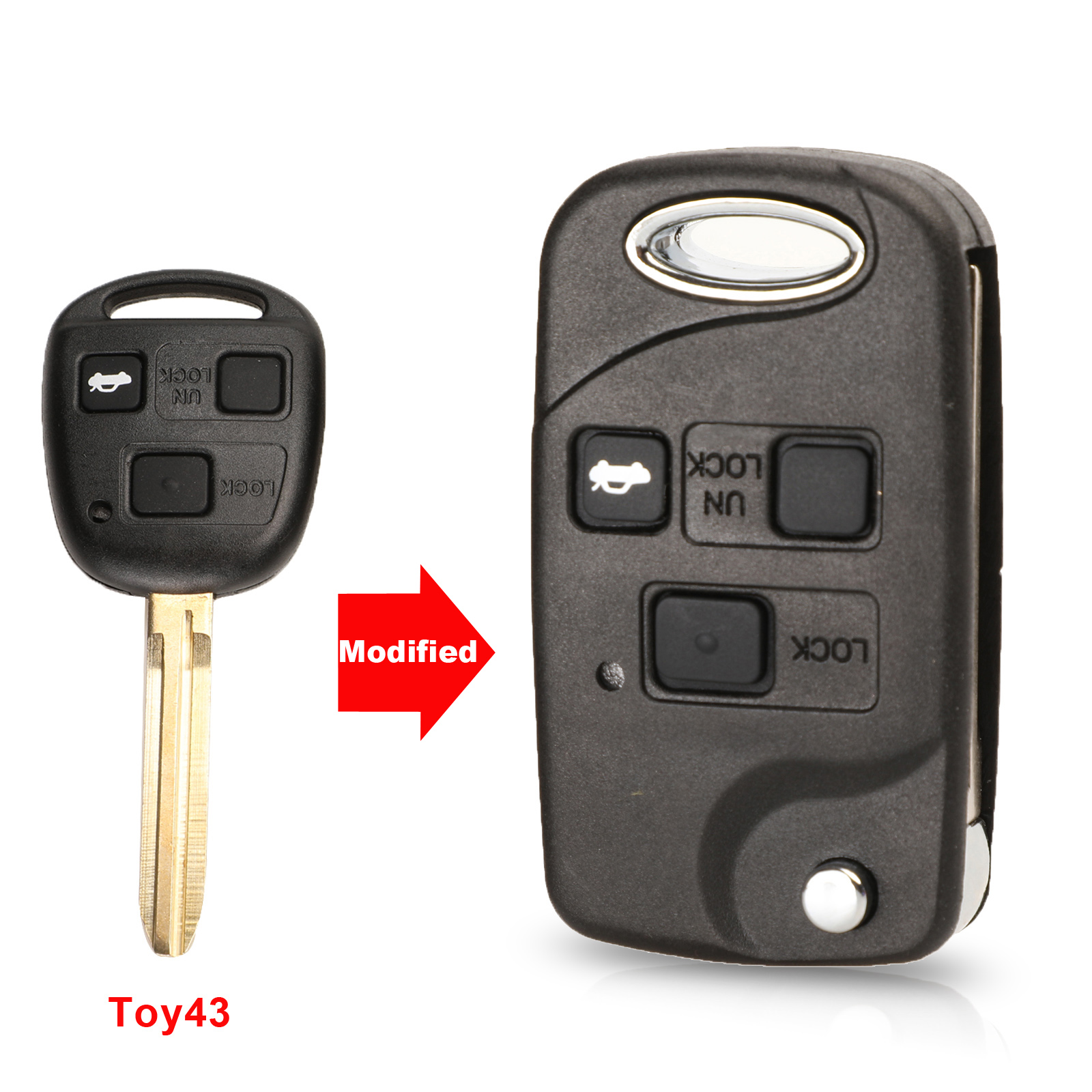 Jingyuqin Remote Folding Flip Autosleutel Shell Case Voor Toyota Yaris Carina Corolla Avensis Cover Toy43 Toy47 Toy48 Met Knoppen: 3B TOY43 BLADE