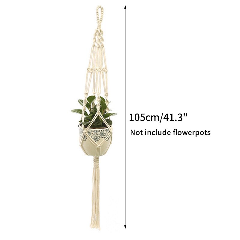 Maceta de algodón hecha a mano, Cestas colgantes de macramé, soporte de macetas de flores tejidas para colgar en la pared: S1