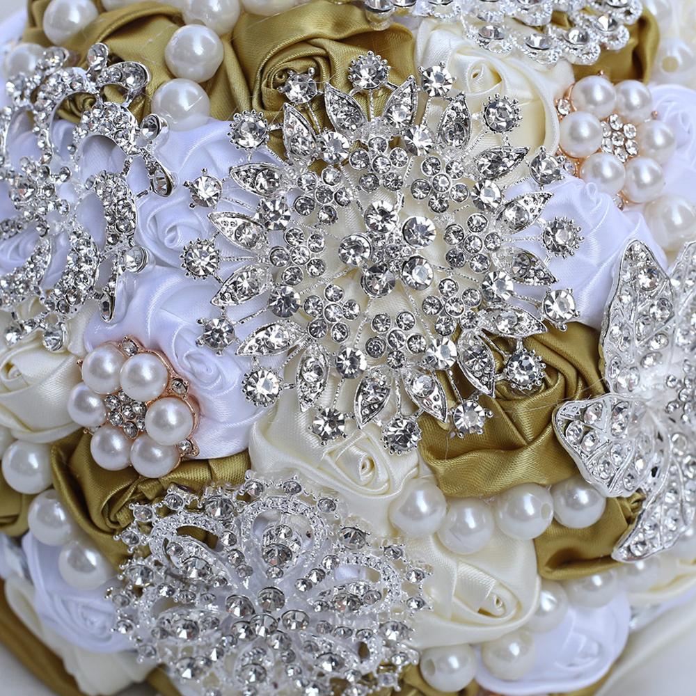14 Colors 1Piece Ivory Flower Bouquet Stunning Pearls Beaded Crystal Bouquet De Mariage Wedding Flowers Bridal Bouquets