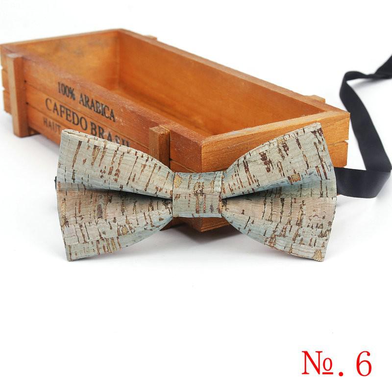 Fancy Cork Wood Men's Bow Ties Novelty Handmade Solid Bowtie Butterfly Wedding Party Man Accessories Neckwear: 6